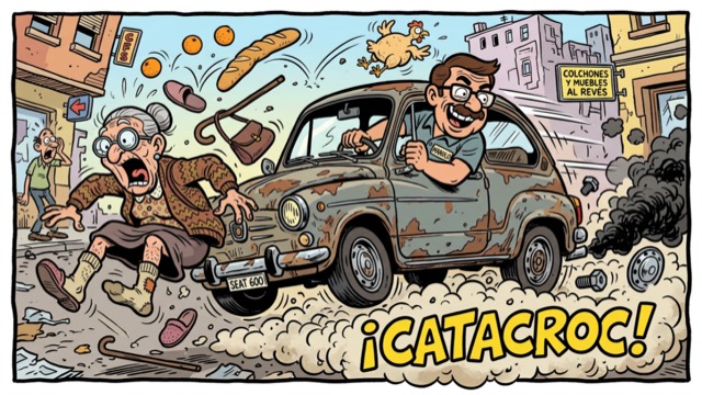 Manolo no deja el volante ni aparcado.