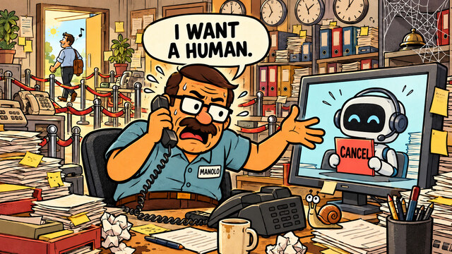 His best retention tool was the customer's exhaustion.